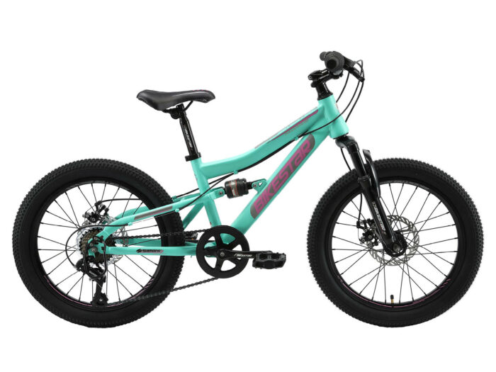 Bikestar MTB Fully staal 21speed 24inch mintgroen/roze