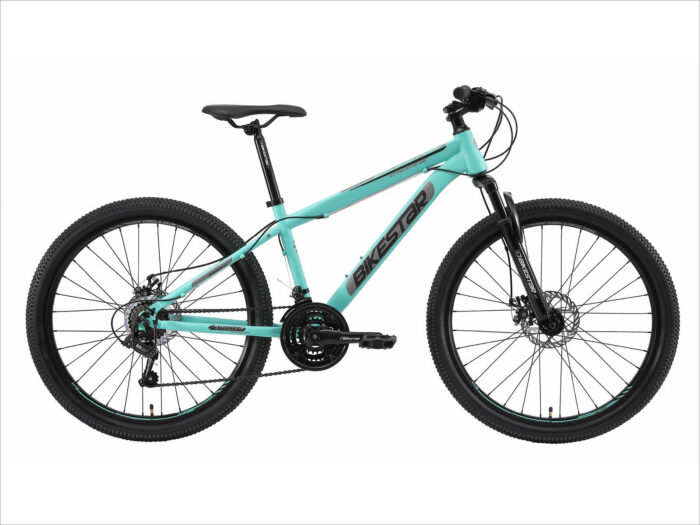 Bikestar Hardtail MTB Staal M 26 Inch 21 Speed mintgroen/zilver