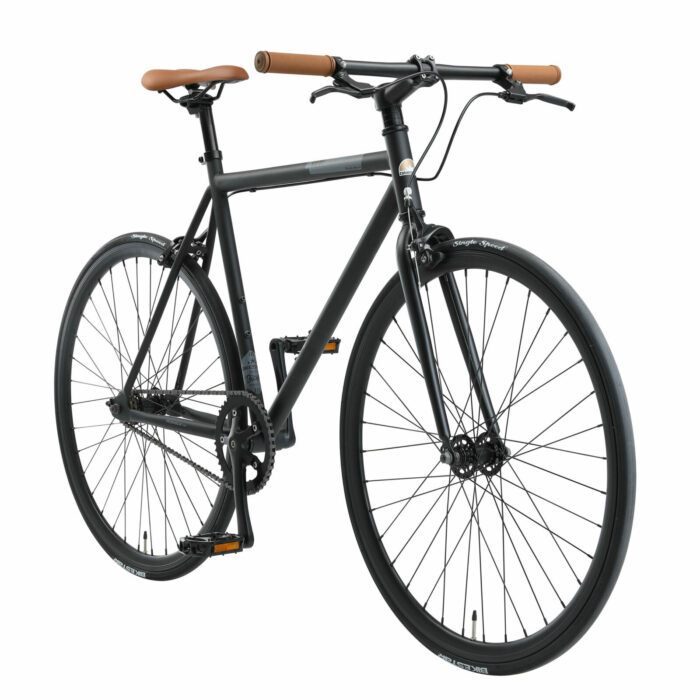 Bikestar Singlespeed 28 inch retro wielrenfiets, zwart / grijs