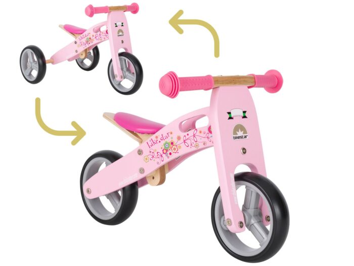 Bikestar mini loopfiets 2 in 1, hout, 7 inch, roze