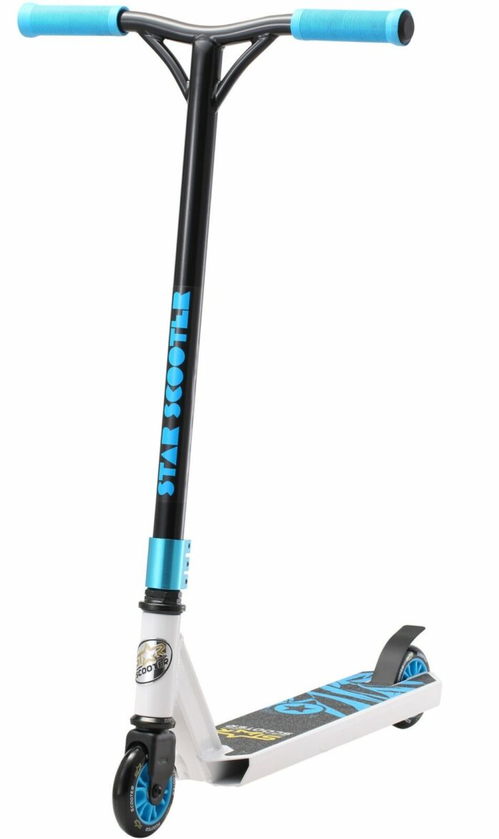 STAR SCOOTER Freestyle Jump alu stuntstep, 100mm Advanced Entry , wit / blauw