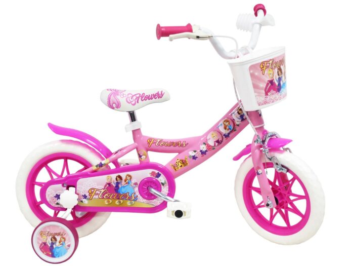 Flowers 12 inch kinderfiets roze TK