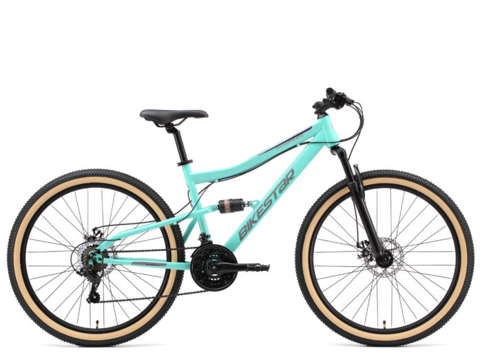 Bikestar Fully MTB Staal XL 27.5 Inch 21 Speed Mintgroen