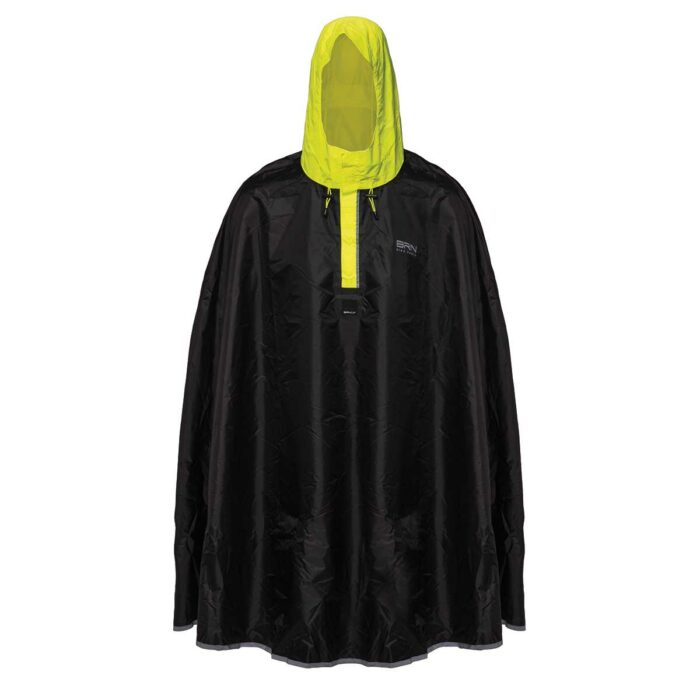 BRN Poncho zwart/fluorescerend geel maat L/XL