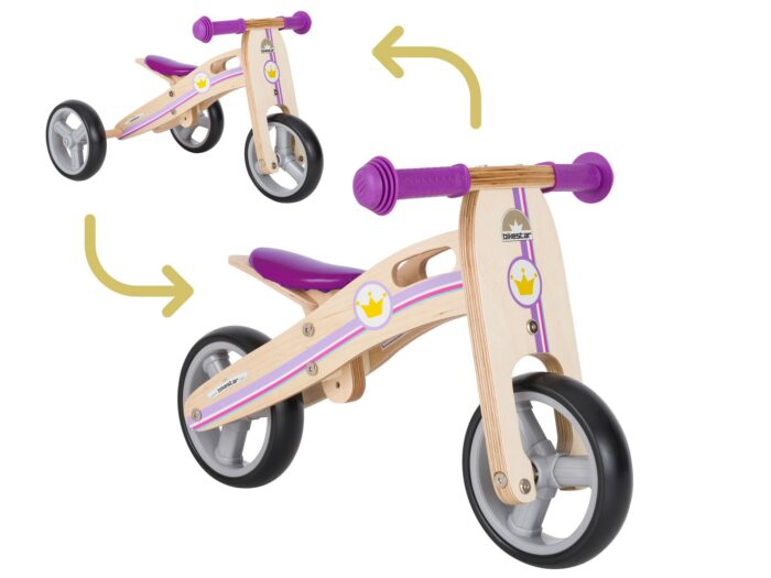 Bikestar mini loopfiets 2 in 1, hout, 7 inch, lila