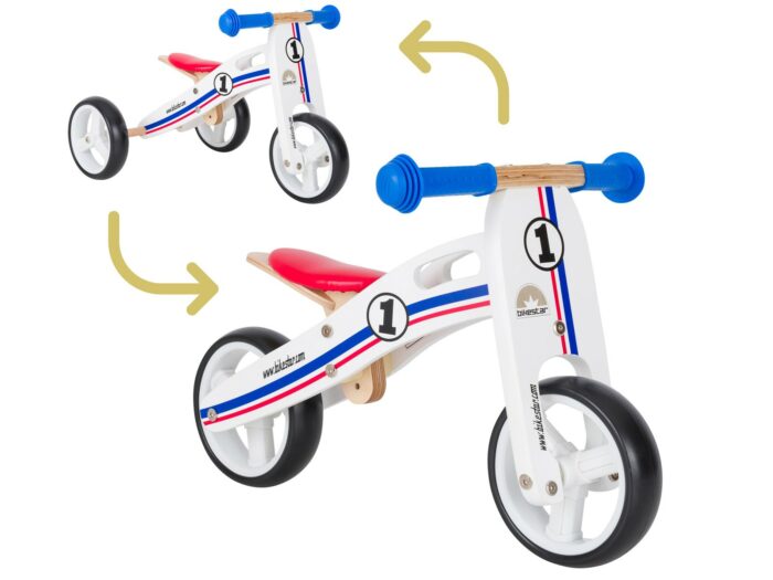 Bikestar mini loopfiets 2 in 1, hout, 7 inch, wit