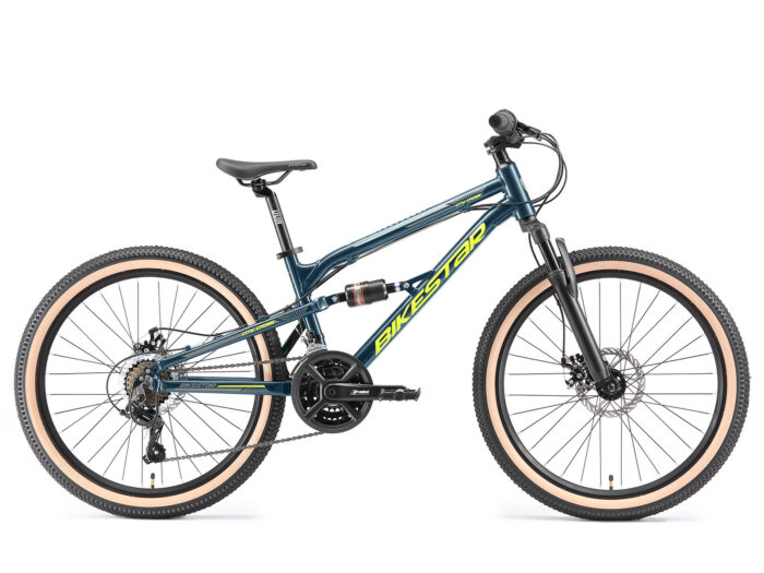 Bikestar MTB Fully alu 21speed 24inch blauw/geel